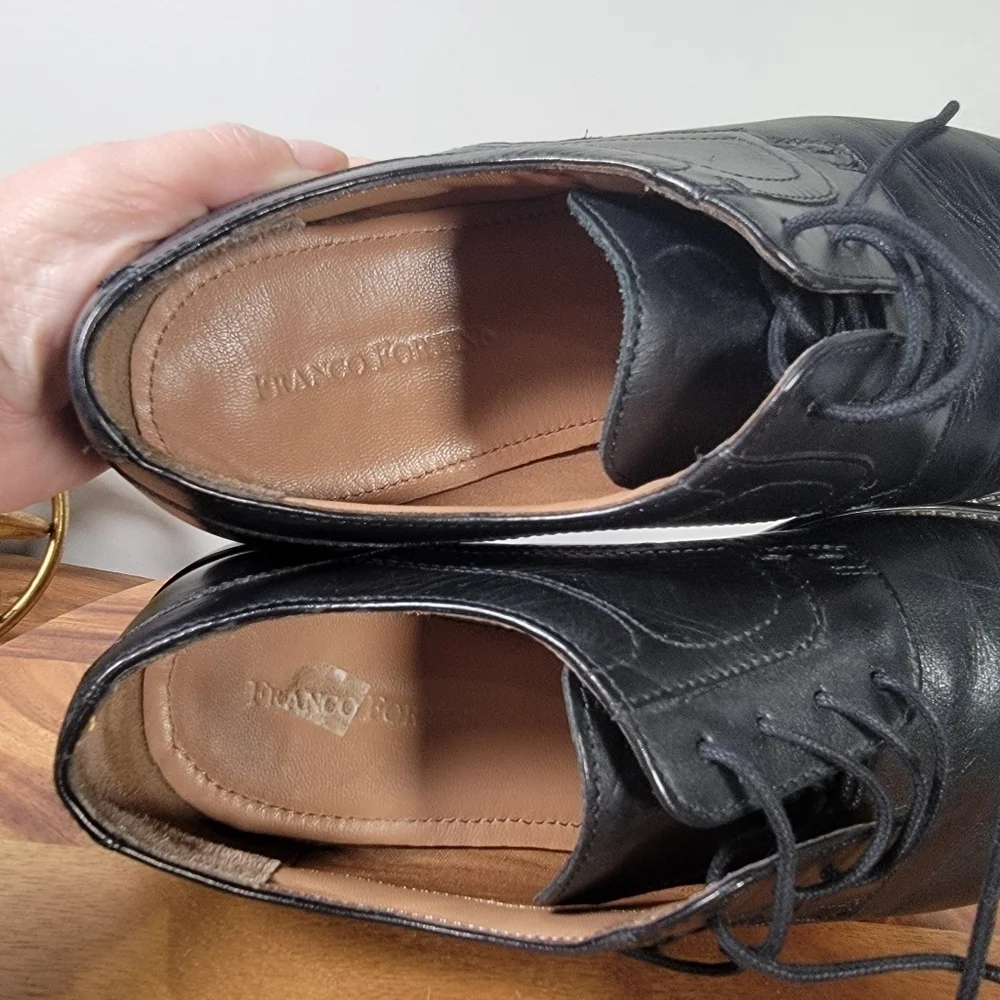 Franco Fortini Gideon Classic Black Leather Dress Shoes Memory Foam Size 11
